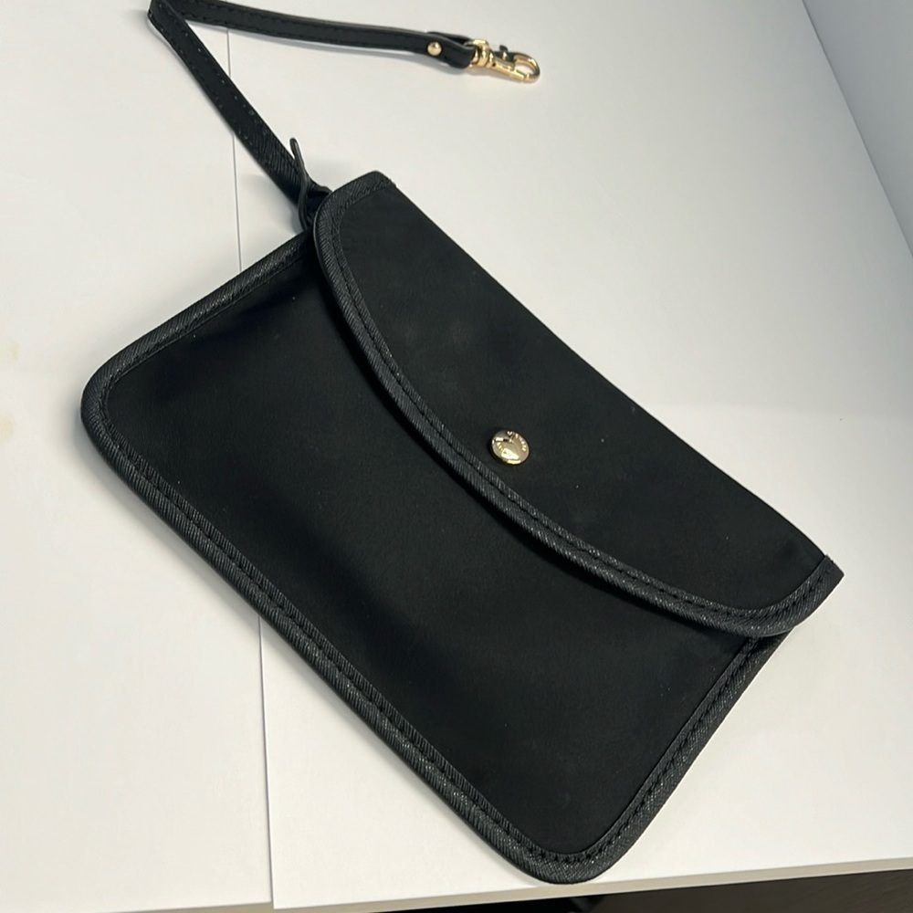 Michael Kors Black Nylon Snap Envelope Attachable Pouch Clutch Bag